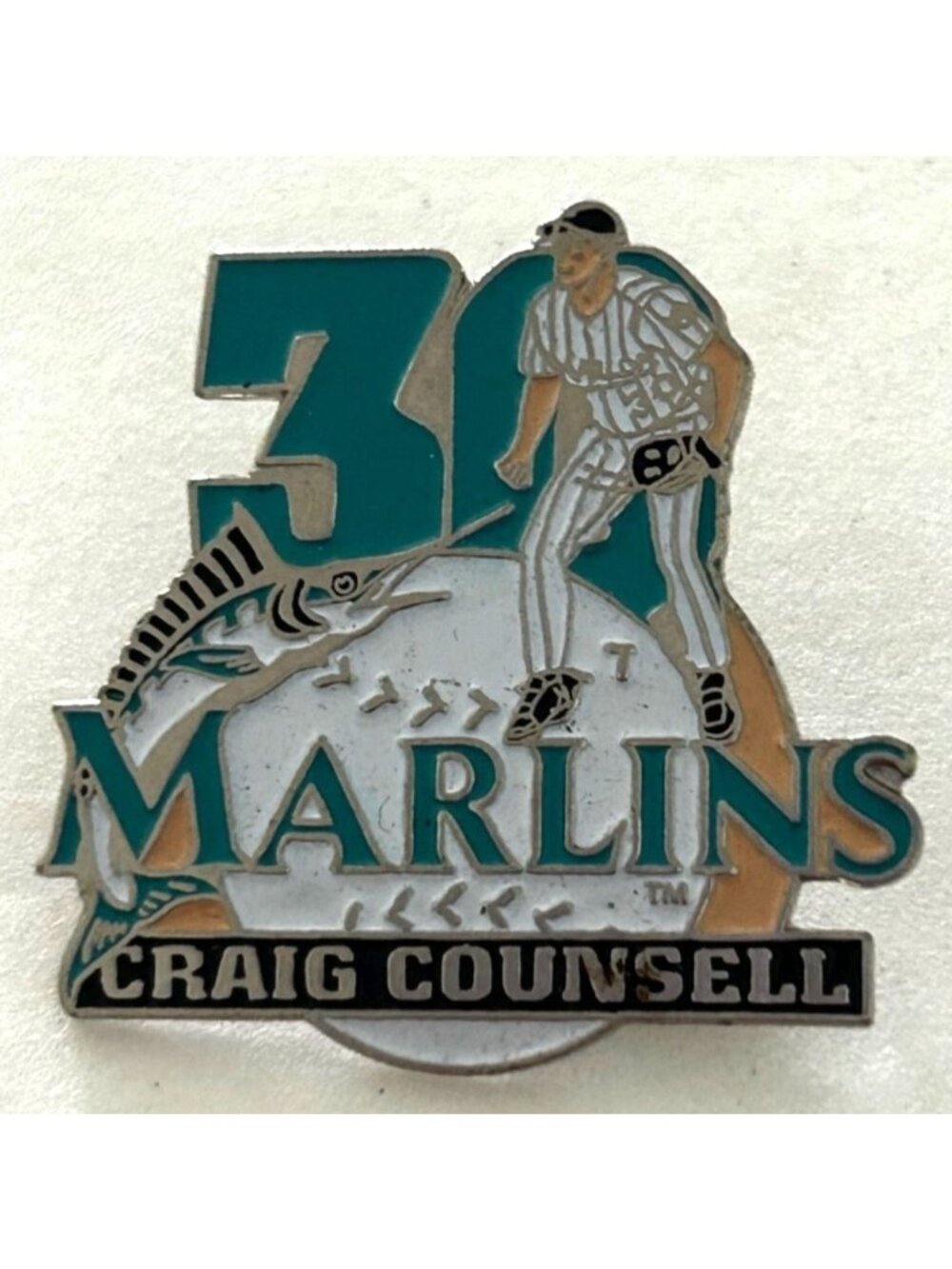 Florida Marlins Craig Counsell Collectible Enamel Pin Pro-Motion 2000 MLB Baseba
